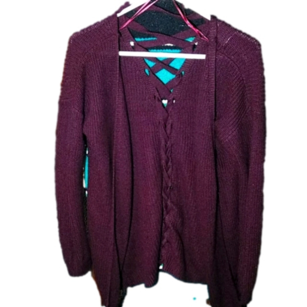 𝅺HIPPIE ROSE Cardigan Medium Maroon